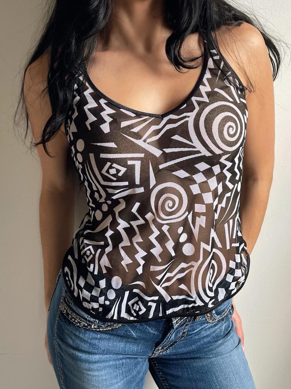 Guess Sheer Geometric Tank Top